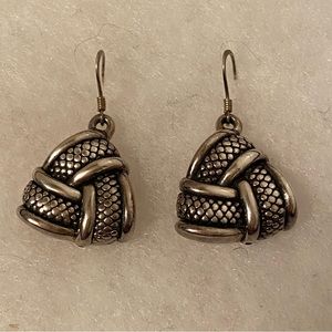 RS ROSS-SIMONS EARRINGS 925 STERLING SILVER CELTIC BRAID KNOT TRIANGLE WIRE DROP